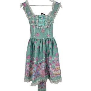 Body Line Bodyline Cosplay Lolita Anime Happy Birthday Lace Dress Green Pink M
